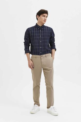 Selected ανδρικό chino παντελόνι Slim Fit - 16087663 Μπεζ 30W 32L